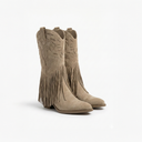 Dayna santiags taupe à franges et surpiqûres